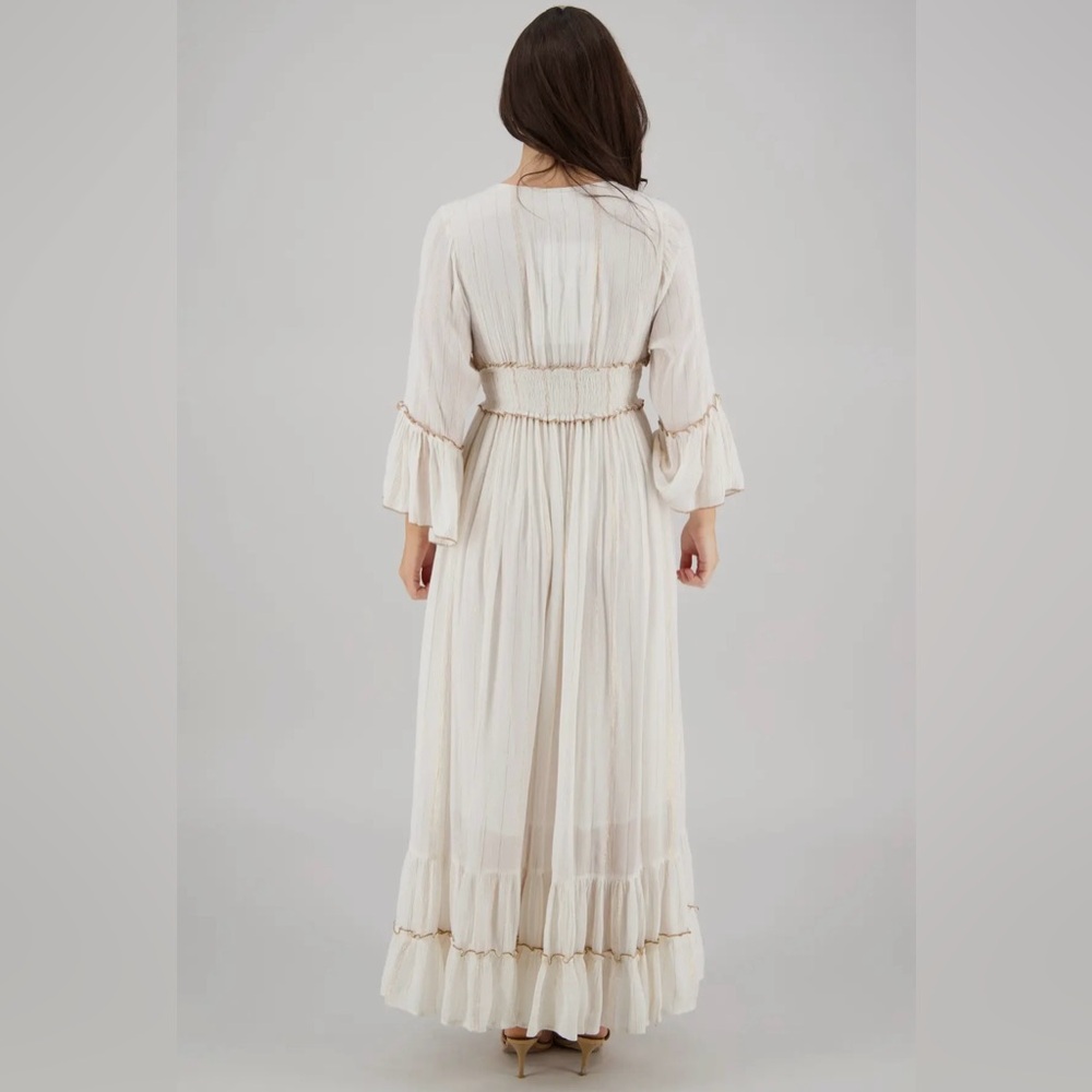 Cream Boho Ruffled Tiered Maxi Sundress with Bell Sleeves 25108 - Picture 4 of 4